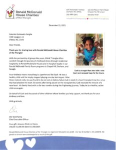 Support for Ronald McDonald House Charities of the Triangle